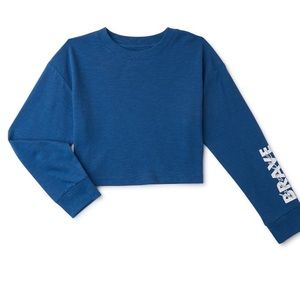 Girls cropped athletic T-shirt with Brave logo on sleeve!